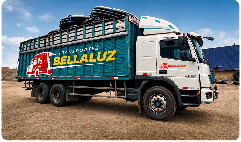 Camión de Transportes Bella Luz realizando el traslado seguro de carga a nivel nacional
